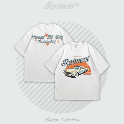 Vintage Ride White Oversized T-shirt