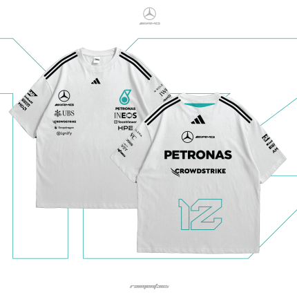 Mercedes AMG Petronas adidas F1 2026 Team Driver T-Shirt – Black & White